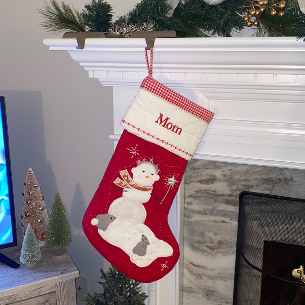 Snow Girl Quilted Christmas Stocking - MOM
